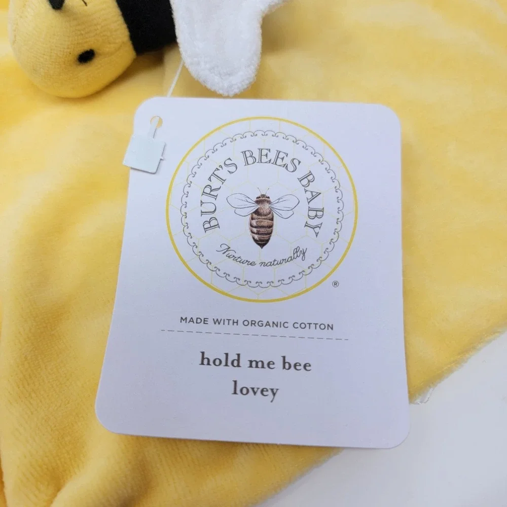NWT Burt's Bees Baby Yellow Hold Me Bee Lovey Organic Cotton Security Blanket